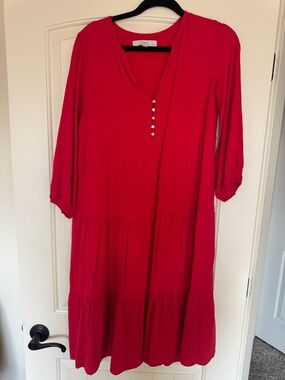 Loft flowy red dress - small petite